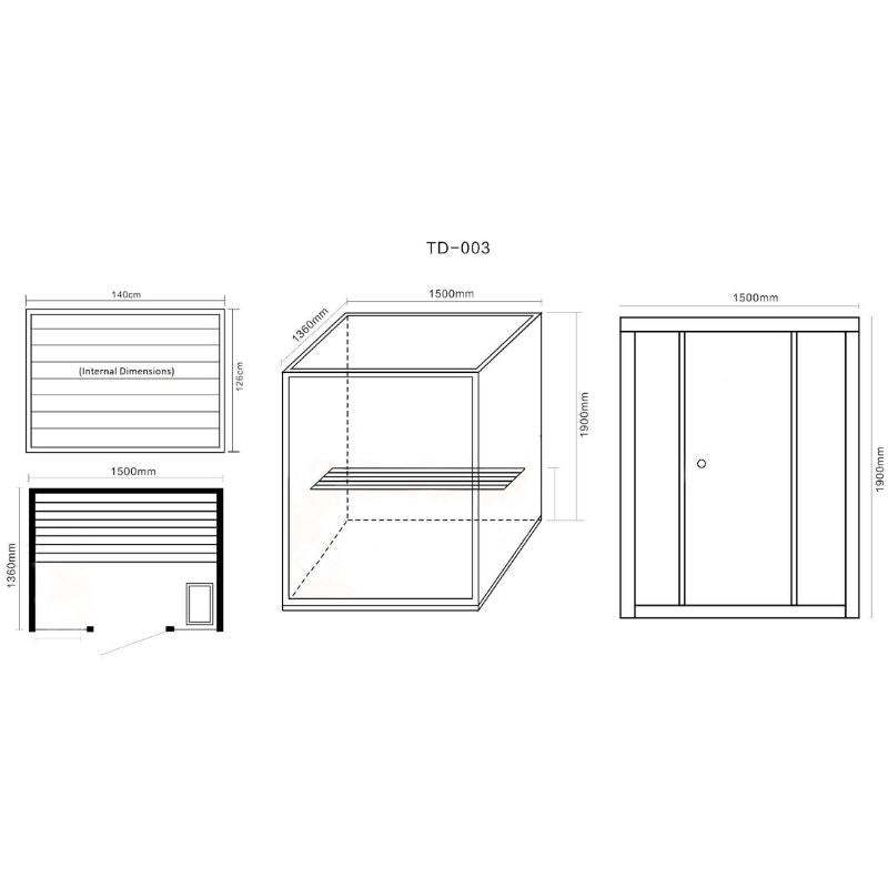 SaunaMed 3 Person Traditional Hemlock Domestic Indoor Sauna