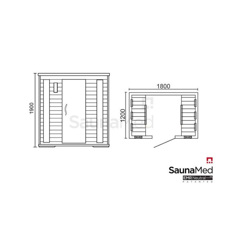 SaunaMed 4 Person Classic Hemlock FAR Infrared Domestic Indoor Sauna - EMR Neutral - 13A Plug & Play