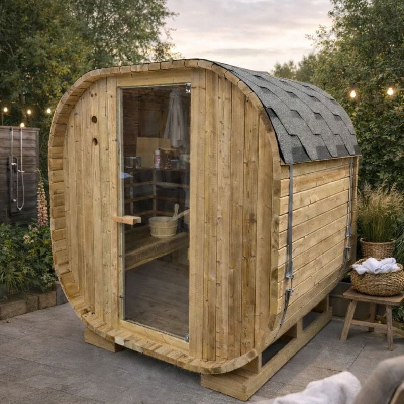 Canadian Spa Company Outdoor Oval Barrel Sauna Combination Infrared/ Traditional KY-10026