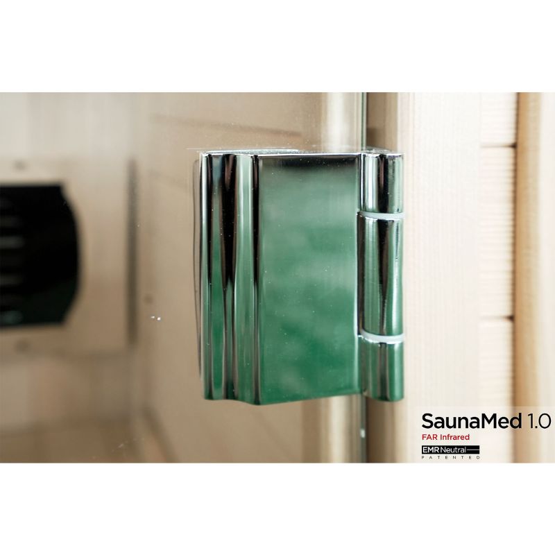 SaunaMed 1 Person Classic Hemlock FAR Infrared Domestic Indoor Sauna - EMR Neutral - 13A Plug & Play