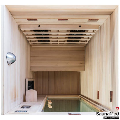 SaunaMed 1 Person Classic Hemlock FAR Infrared Domestic Indoor Sauna - EMR Neutral - 13A Plug & Play