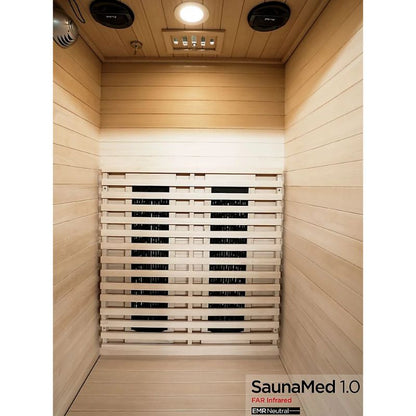 SaunaMed 1 Person Classic Hemlock FAR Infrared Domestic Indoor Sauna - EMR Neutral - 13A Plug & Play
