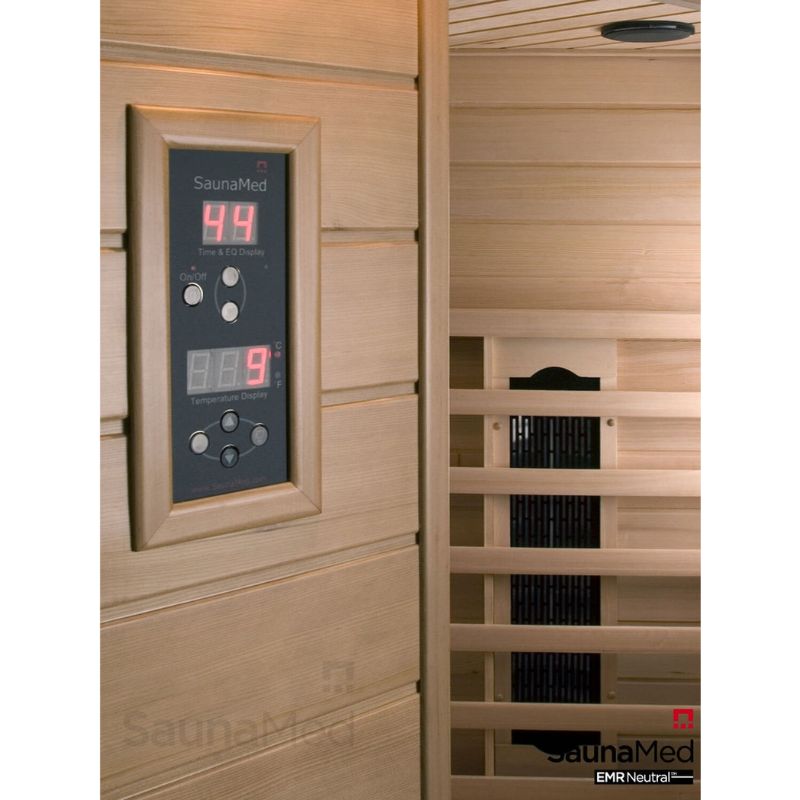 SaunaMed 1 Person Classic Hemlock FAR Infrared Domestic Indoor Sauna - EMR Neutral - 13A Plug & Play