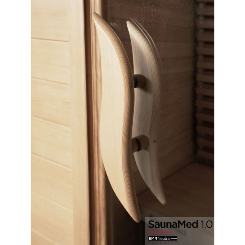 SaunaMed 1 Person Classic Hemlock FAR Infrared Domestic Indoor Sauna - EMR Neutral - 13A Plug & Play