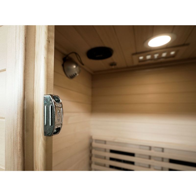 SaunaMed 1 Person Classic Hemlock FAR Infrared Domestic Indoor Sauna - EMR Neutral - 13A Plug & Play
