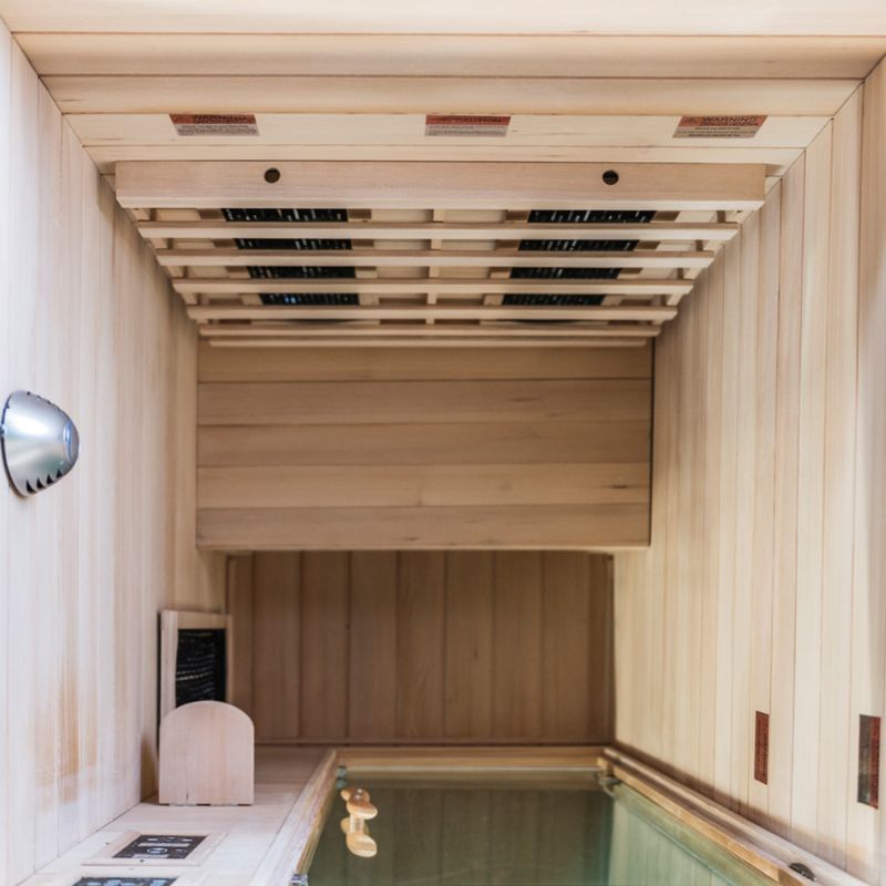 SaunaMed 1 Person Classic Hemlock FAR Infrared Domestic Indoor Sauna - EMR Neutral - 13A Plug & Play
