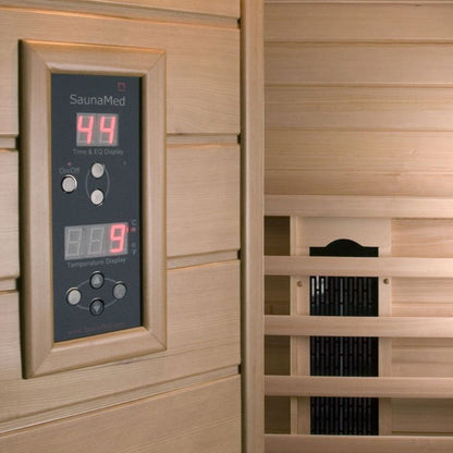 SaunaMed 1 Person Classic Hemlock FAR Infrared Domestic Indoor Sauna - EMR Neutral - 13A Plug & Play
