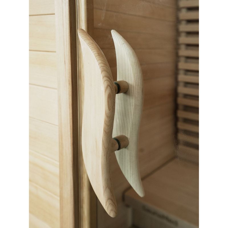 SaunaMed 1 Person Classic Hemlock FAR Infrared Domestic Indoor Sauna - EMR Neutral - 13A Plug & Play
