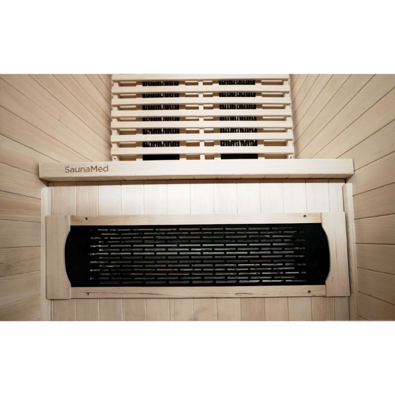 SaunaMed 1 Person Classic Hemlock FAR Infrared Domestic Indoor Sauna - EMR Neutral - 13A Plug & Play
