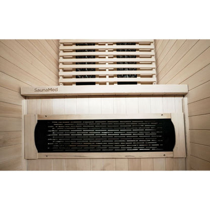 SaunaMed 1 Person Classic Hemlock FAR Infrared Domestic Indoor Sauna - EMR Neutral - 13A Plug & Play
