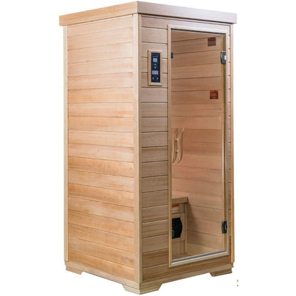 SaunaMed 1 Person Classic Hemlock FAR Infrared Domestic Indoor Sauna - EMR Neutral - 13A Plug & Play
