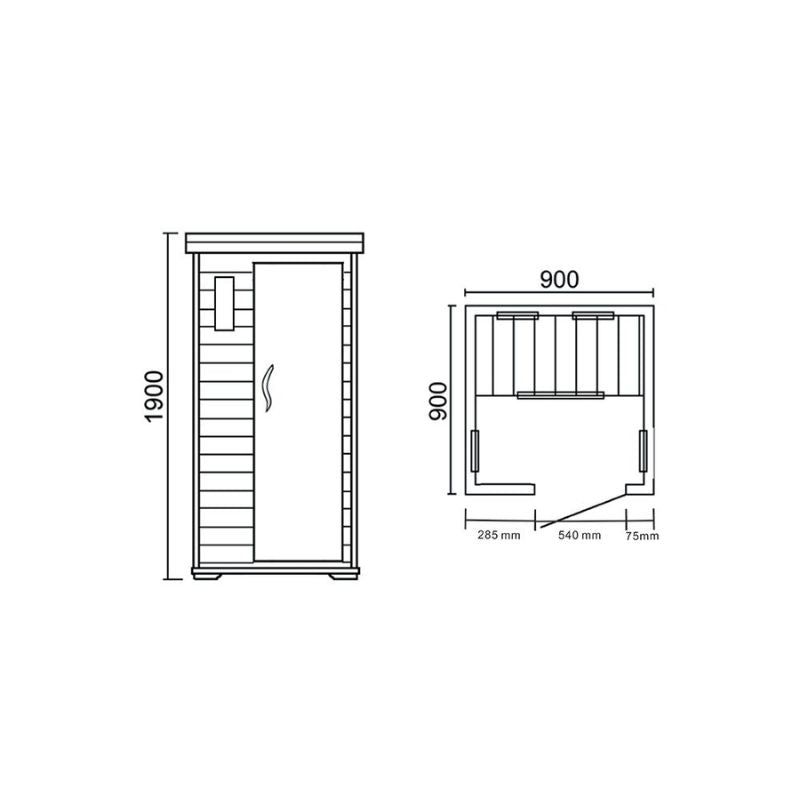 SaunaMed 1 Person Classic Hemlock FAR Infrared Domestic Indoor Sauna - EMR Neutral - 13A Plug & Play
