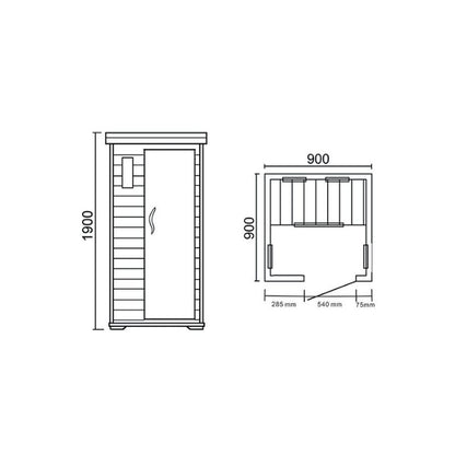SaunaMed 1 Person Classic Hemlock FAR Infrared Domestic Indoor Sauna - EMR Neutral - 13A Plug & Play
