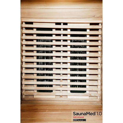 SaunaMed 1 Person Luxury Cedar FAR Infrared Domestic Indoor Sauna - EMR Neutral - 13A Plug & Play