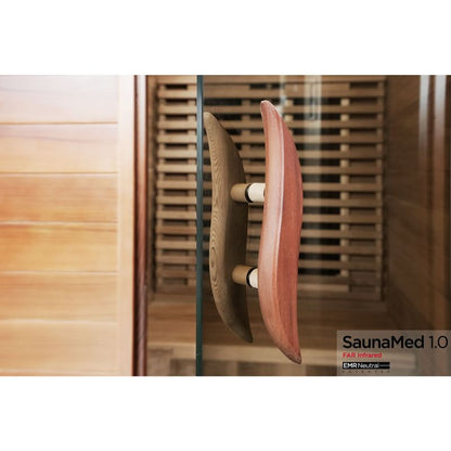 SaunaMed 1 Person Luxury Cedar FAR Infrared Domestic Indoor Sauna - EMR Neutral - 13A Plug & Play