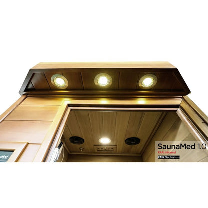 SaunaMed 1 Person Luxury Cedar FAR Infrared Domestic Indoor Sauna - EMR Neutral - 13A Plug & Play