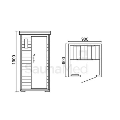 SaunaMed 1 Person Luxury Cedar FAR Infrared Domestic Indoor Sauna - EMR Neutral - 13A Plug & Play