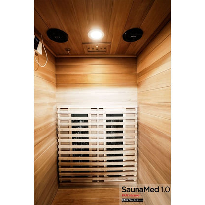 SaunaMed 1 Person Luxury Cedar FAR Infrared Domestic Indoor Sauna - EMR Neutral - 13A Plug & Play
