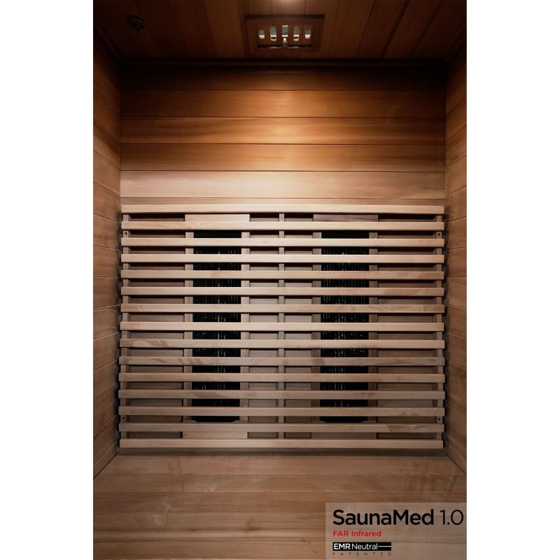 SaunaMed 2-Person Luxury Cedar Far Infrared Indoor Sauna EMR Neutral - 13A Plug & Play