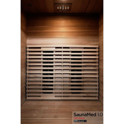 SaunaMed 2-Person Luxury Cedar Far Infrared Indoor Sauna EMR Neutral - 13A Plug & Play