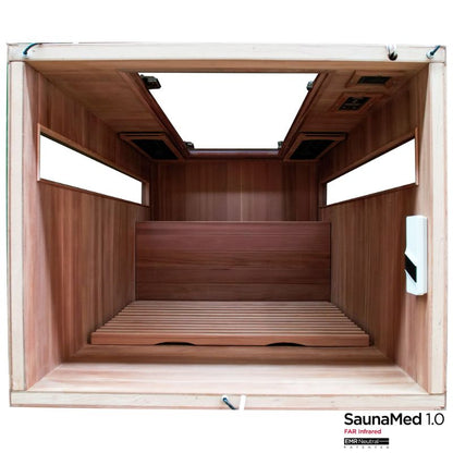 SaunaMed 2-Person Luxury Cedar Far Infrared Indoor Sauna EMR Neutral - 13A Plug & Play