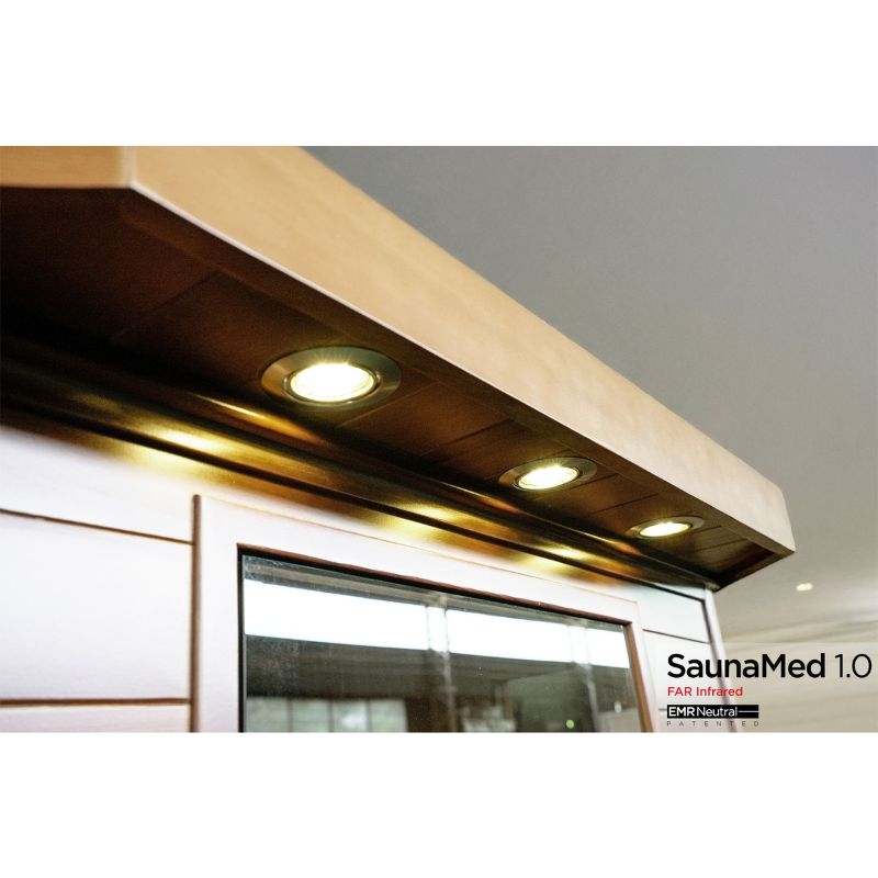 SaunaMed 2-Person Luxury Cedar Far Infrared Indoor Sauna EMR Neutral - 13A Plug & Play