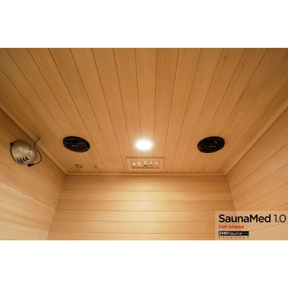 SaunaMed 2 Person Classic Hemlock FAR Infrared Domestic Indoor Sauna - EMR Neutral - 13A Plug & Play