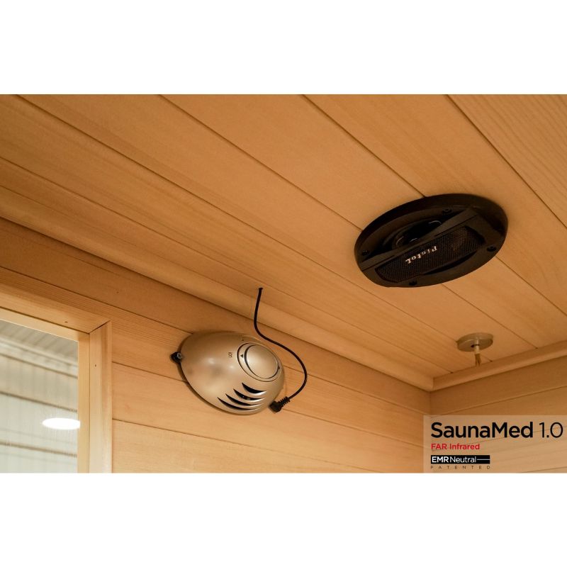 SaunaMed 2 Person Classic Hemlock FAR Infrared Domestic Indoor Sauna - EMR Neutral - 13A Plug & Play