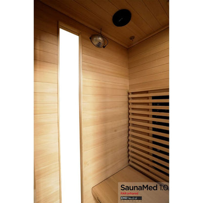 SaunaMed 2 Person Classic Hemlock FAR Infrared Domestic Indoor Sauna - EMR Neutral - 13A Plug & Play