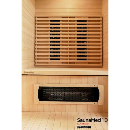 SaunaMed 2 Person Classic Hemlock FAR Infrared Domestic Indoor Sauna - EMR Neutral - 13A Plug & Play