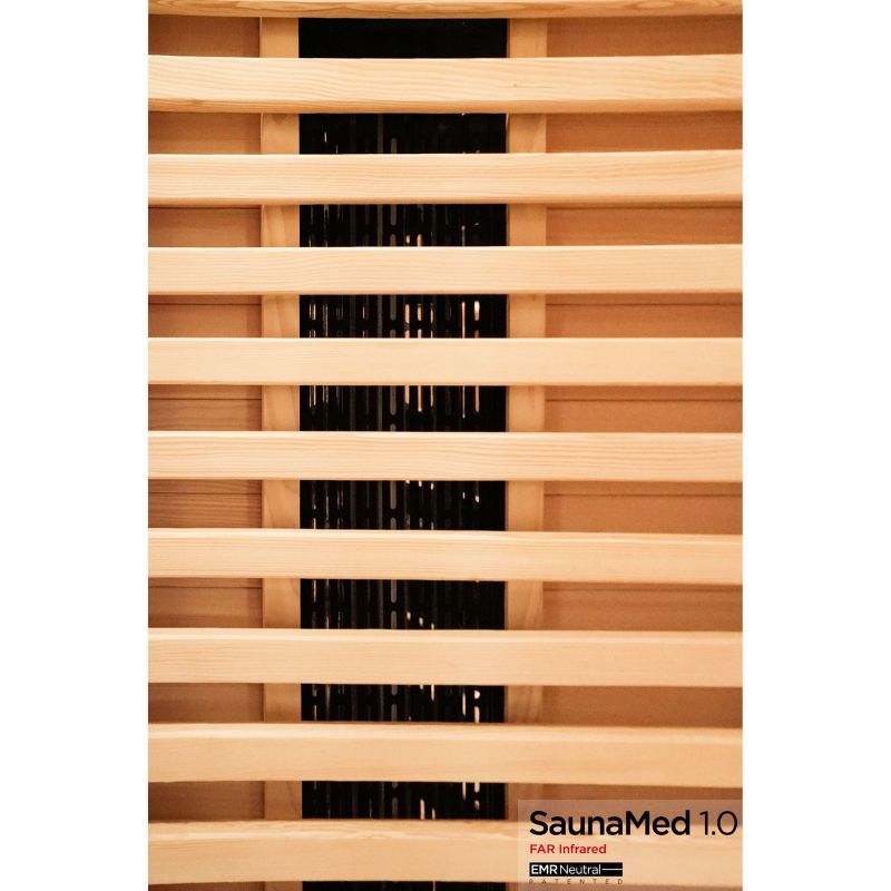 SaunaMed 2 Person Classic Hemlock FAR Infrared Domestic Indoor Sauna - EMR Neutral - 13A Plug & Play