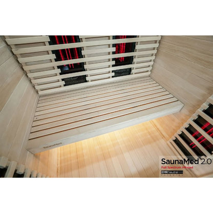 SaunaMed 2 Person Full Spectrum Infrared Hemlock Domestic Indoor Sauna - EMR Neutral - 13A Plug & Play
