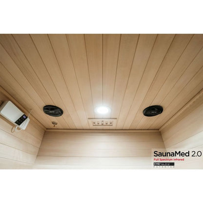 SaunaMed 2 Person Full Spectrum Infrared Hemlock Domestic Indoor Sauna - EMR Neutral - 13A Plug & Play