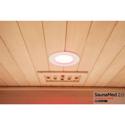 SaunaMed 2 Person Full Spectrum Infrared Hemlock Domestic Indoor Sauna - EMR Neutral - 13A Plug & Play