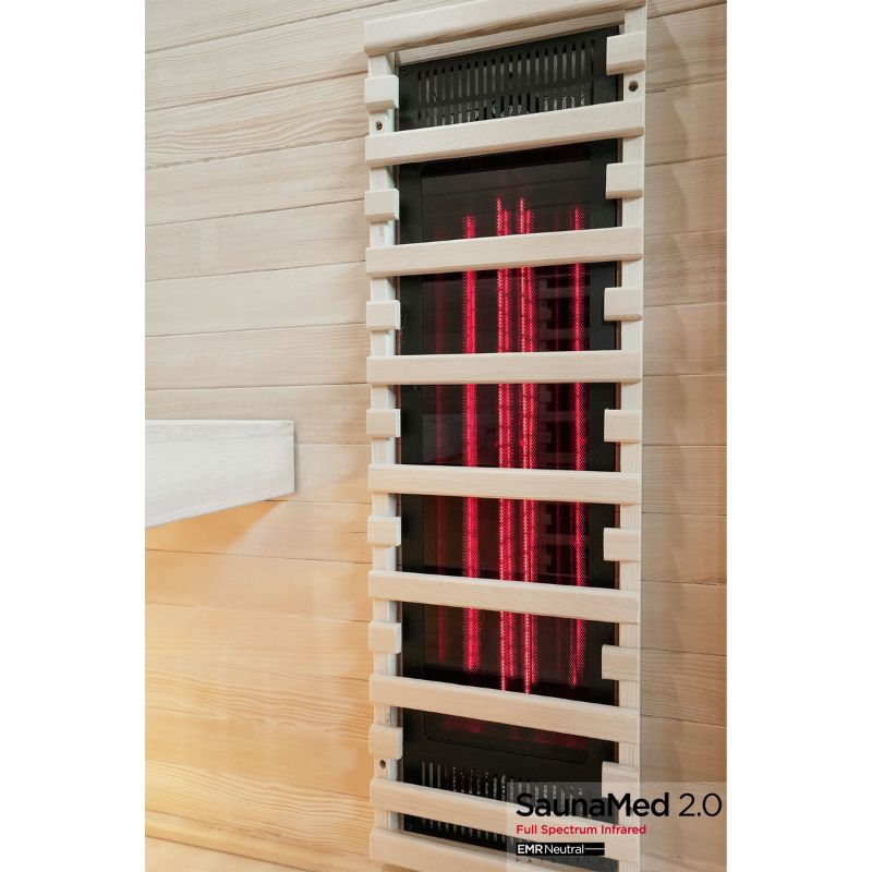 SaunaMed 2 Person Full Spectrum Infrared Hemlock Domestic Indoor Sauna - EMR Neutral - 13A Plug & Play