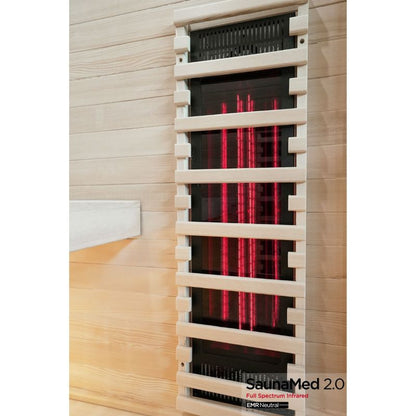 SaunaMed 2 Person Full Spectrum Infrared Hemlock Domestic Indoor Sauna - EMR Neutral - 13A Plug & Play