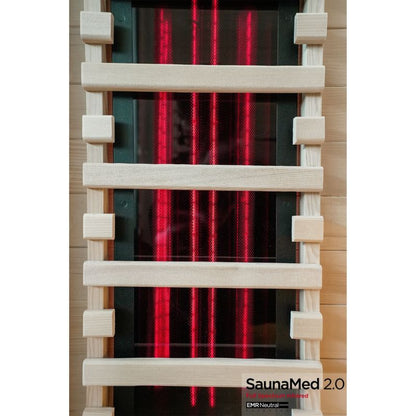 SaunaMed 2 Person Full Spectrum Infrared Hemlock Domestic Indoor Sauna - EMR Neutral - 13A Plug & Play