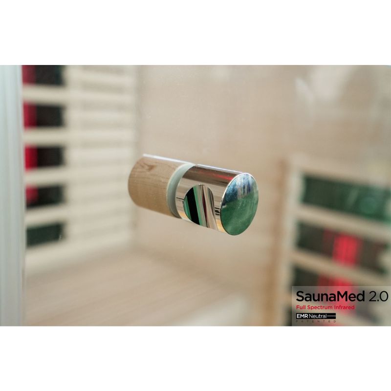 SaunaMed 2 Person Full Spectrum Infrared Hemlock Domestic Indoor Sauna - EMR Neutral - 13A Plug & Play