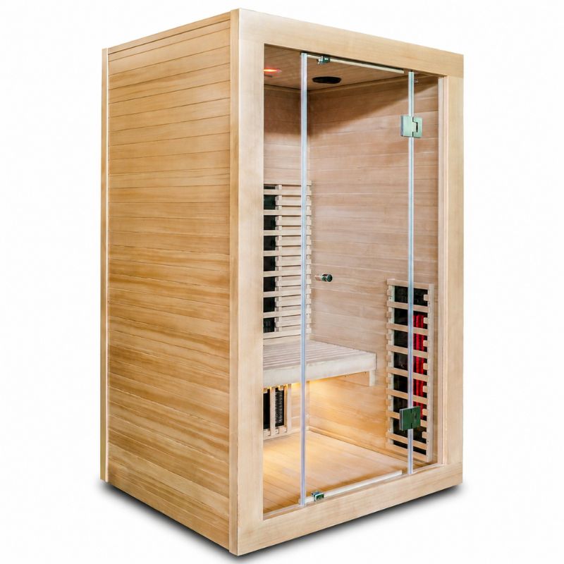 SaunaMed 2 Person Full Spectrum Infrared Hemlock Domestic Indoor Sauna - EMR Neutral - 13A Plug & Play