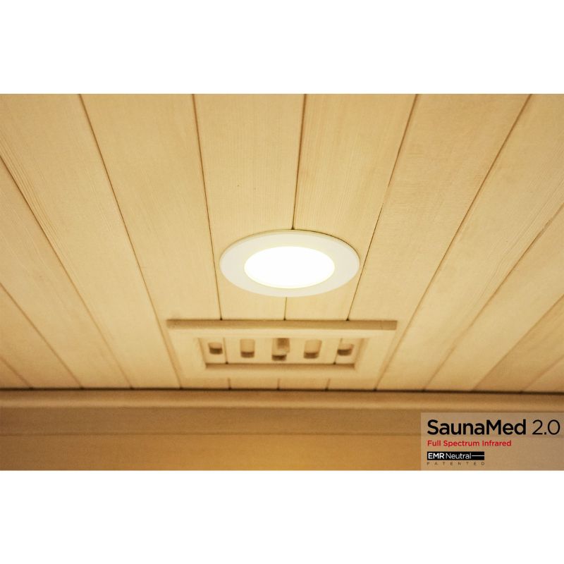 SaunaMed 2 Person Full Spectrum Infrared Hemlock Domestic Indoor Sauna - EMR Neutral - 13A Plug & Play