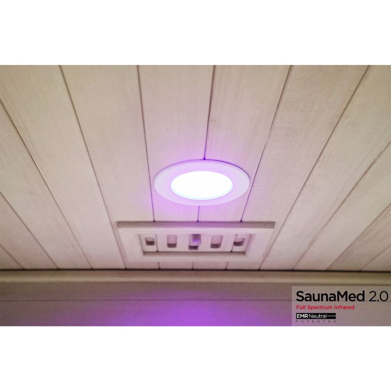 SaunaMed 2 Person Full Spectrum Infrared Hemlock Domestic Indoor Sauna - EMR Neutral - 13A Plug & Play