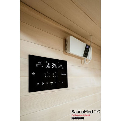 SaunaMed 2 Person Full Spectrum Infrared Hemlock Domestic Indoor Sauna - EMR Neutral - 13A Plug & Play