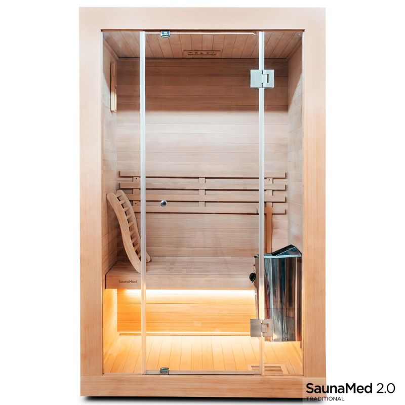 SaunaMed 2 Person Traditional Hemlock Domestic Indoor Sauna