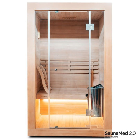 SaunaMed 2 Person Traditional Hemlock Domestic Indoor Sauna