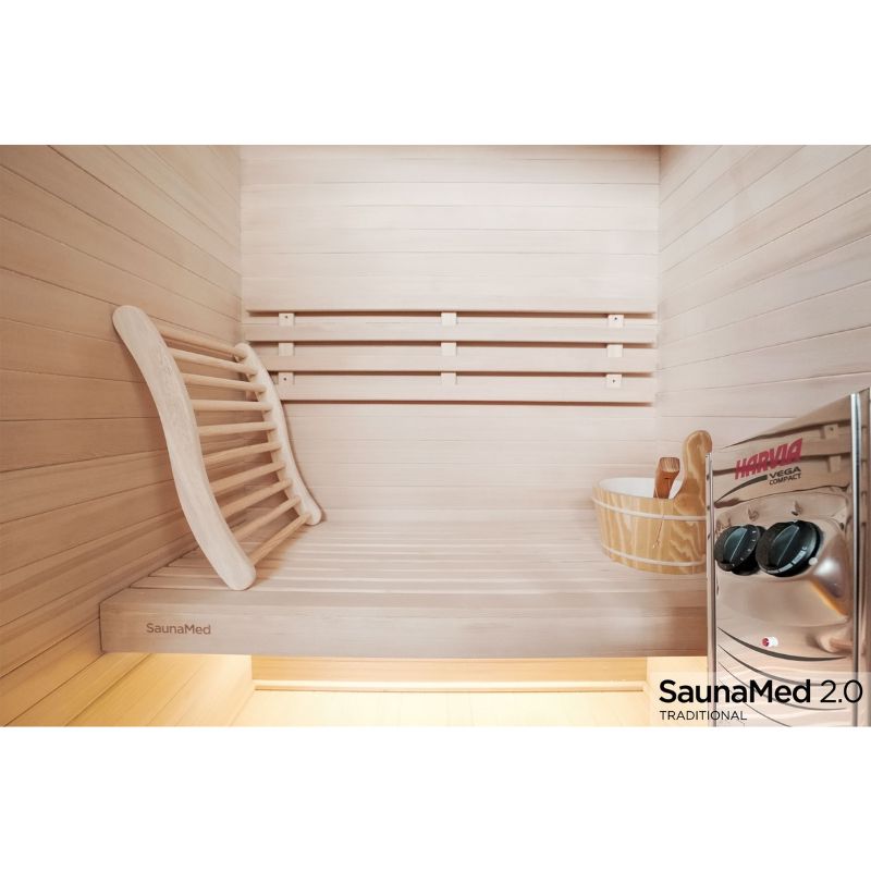 SaunaMed 2 Person Traditional Hemlock Domestic Indoor Sauna