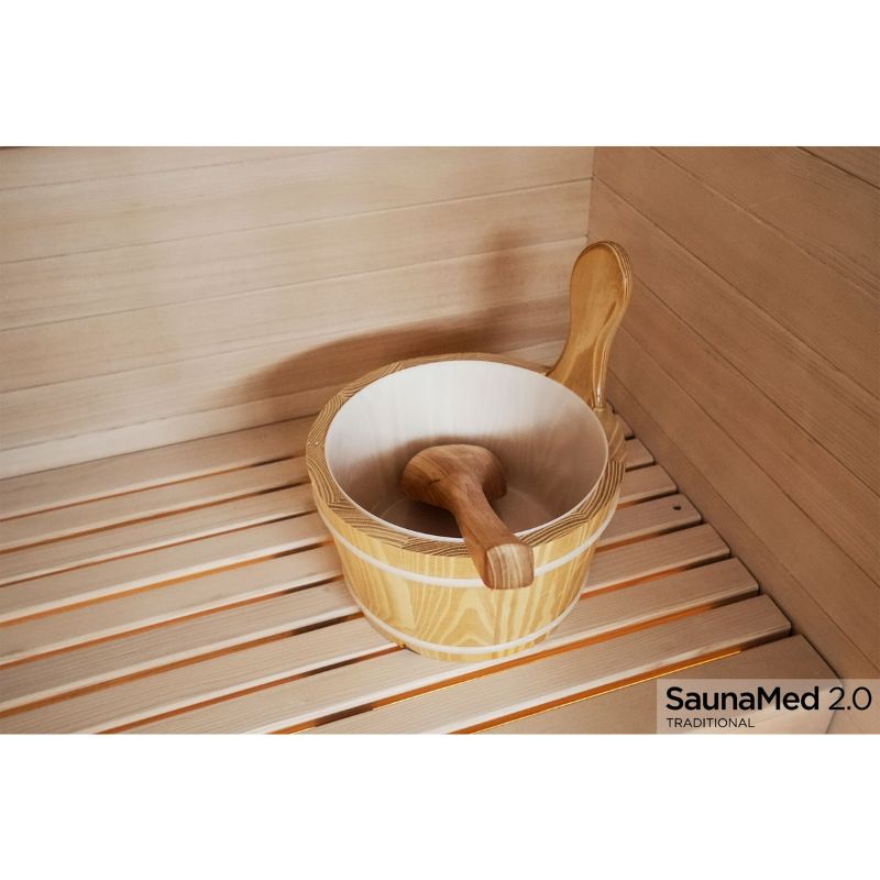 SaunaMed 2 Person Traditional Hemlock Domestic Indoor Sauna