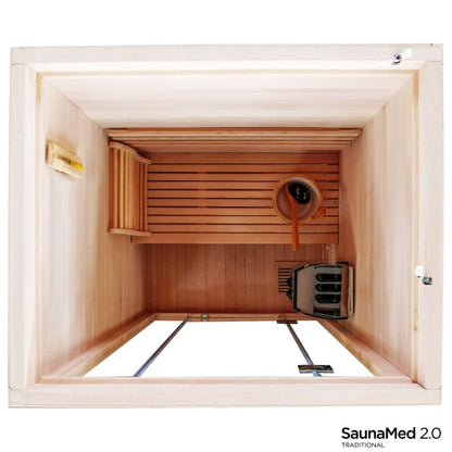 SaunaMed 2 Person Traditional Hemlock Domestic Indoor Sauna