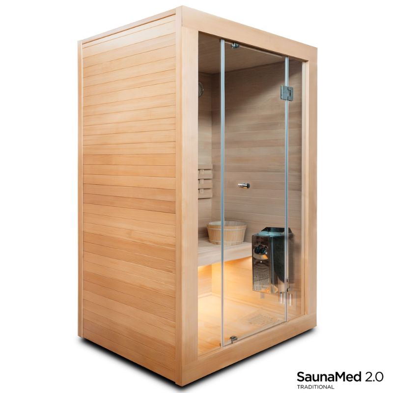 SaunaMed 2 Person Traditional Hemlock Domestic Indoor Sauna