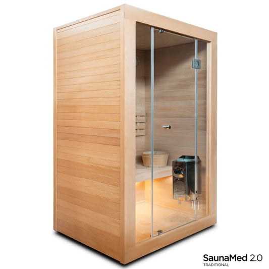 SaunaMed 2 Person Traditional Hemlock Domestic Indoor Sauna