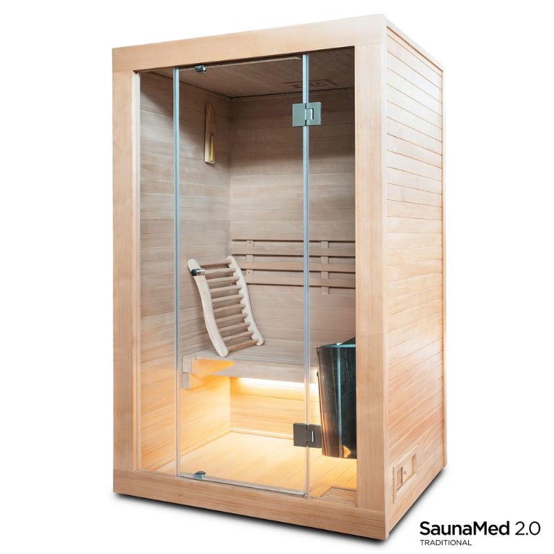 SaunaMed 2 Person Traditional Hemlock Domestic Indoor Sauna